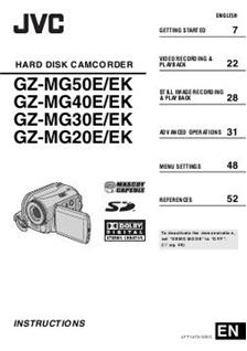 JVC GZ MG 30E manual. Camera Instructions.